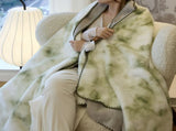 Green Luxury Mink Velvet Ink Print Blanket - High-Quality Warmth for Your Home V888-ELOSUNG34283