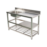 Freestanding Stainless Steel Kitchen Sink 120x50x79cm Commercial Utility Wash Basin V63-952871