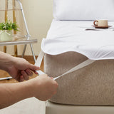 193*203cm White Waterproof Mattress Protector - Microfibre Terry Towelling Top, TPU Membrane V888-ELOSUNG56151-4