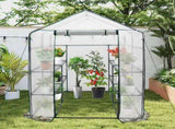 Greenhouse Walk-In Tunnel 3 Tier Planting Shelves 143x143x195cm Strong Stability with PE Cover V985-GREENHOUSE2