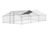 Metal Chicken Coop 9.8x19.6x6.5 ft Walk-in Chicken Run with Cover Spire Roof V952-JSJS362MJDDM8VS9P001V0