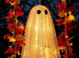7.3ft Lighted Maple Leafing Ghost, Hanging Halloween Porch Decoration, Warm Glowing Ghost On V1369-AZ3-W-21674