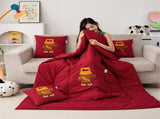 Wine Red Fashion Bear 2-in-1 Foldable Car Pillow - Cozy 40x40cm Pillow, Unfolds to 100x150cm V888-ELOSUNG33216