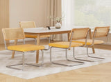 Artiss Dining Chairs Set of 4 Velvet Rattan Cantilever Yellow DINING-B-C01-VEL-YEX4