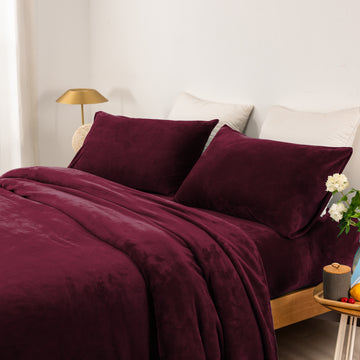 thermal microplush sheet set double aubergine V517-MPSSS-D-AUB