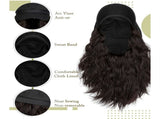 A newsboy hat with wavy curly hair extensions, suitable for women wearing hats with synthetic wigs V1366-AZ2-W-13411