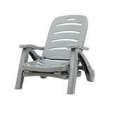 Gardeon Sun Lounger Folding Lounge Chair Wheels Patio Outdoor Furniture Grey ODF-SUNBED-PP150-GE