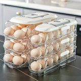(Single row and three floors)Egg Holder for Fridge Stackable Pull Out Drawer with Handle Removable V1385-JDH-WU-904-002