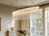 Modern LED Tassel Pendant Light Aluminum Linear Chandelier Dimmable Ceiling Lighting for Dining V767-LT-X119-110-G