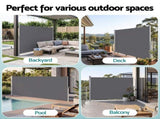 Instahut 1.8X4M Side Awning Retractable Privacy Screen Outdoor Sun Shade Grey AWN-B-SIDE-FC-18X4-GR