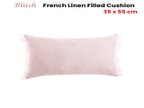 Vintage Design Homewares Blush French Linen Filled Cushion Oblong - 35cm x 55cm V442-HIN-CUSHION-FRENCHLINEN-BLUSH-RE