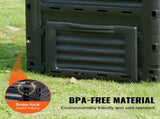 Garden Compost Bin 300 L, BPA Free Composter, Large Capacity Outdoor Composting Bin with Top Lid and V952-GDSDFXHSPP80WX06WV0