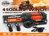 ZESUPER 4500lb Electric Winch 12V Synthetic Rope Boat Winch ATV Winch Kit Boat Winch UTV 4WD V211-AUEB-ZEEW004N