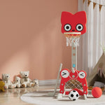 Keezi Kids Basketball Hoop Stand Adjustable 5-in-1 Sports Center Toys Set Red BAS-HOOP-B-KID-M-RD