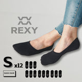 12X Rexy Cushion No Show Ankle Socks Small Non-Slip Breathable BLACK V274-GM-RXCNOS-S12-BK