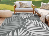 Gardeon Outdoor Rugs 152x244cm Large Carpet Reversible Area Mat PP Dual-Sided Patio Rug Leaf OR-5X8FT-LEAF-GY
