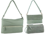3-Piece Set Pierre Cardin Womens Woven Cross-Body Bag - Mint Green V563-PC-MINT-3X