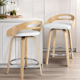 Artiss 4x Bar Stools Swivel Dining Chairs Low Back Counter Seat PU Cushion BA-TW-8566-WHX4-AB