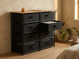 CARLA HOME 8 Drawer Fabric Storage Dresser - Steel Frame - Black - Storage Rack - Rustic V178-36408