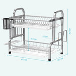 Stainless Steel 2-Tier Dish Drying Rack with Utensil Holder, Cutting Board Holder and Dish Drainer V178-84473