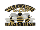 Welcome Honey Hive Wall Sign 43cm V637-11048WEL
