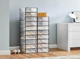 CARLA HOME 18-Pack Shoe Storage Boxes - Clear Stackable - Black - Shoe Box Storage LSB-36521