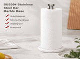 Paper Towel Holder Standing Stainless Steel Marble Base Brushed Nickel Kitchen Bathroom Countertop V1192-AZ-W-26248
