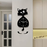 Black Gray Cat Wall Clock Unique Home Decor Silent Wall Clock Cat Decor Australia Modern V1347-115-GRA-17543