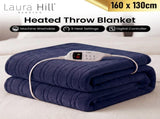 Laura Hill Electric Heated Blanket Throw Rug Soft Coral Fleece 9 Heat Settings - Blue THRG-KH-BU