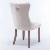 6x Velvet Dining Chairs Upholstered Tufted Kithcen Chair with Solid Wood Legs Stud Trim and V226-SW1901BG-3