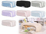 Big Capacity Pencil Case, 3 Compartments Large Pencil Pouch Pen Bag Pencil Box Holder Organizer, V1366-AZ2-W-25267