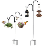Outdoor Hanging Hook Shepherd's Stand with 5-Prong Base for Hummingbird Feeder Plants Hanger Lantern V1366-AZ2-W-11956