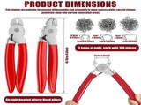 300 Pcs Hog Ring Plier Kit Straight and Bent Carbon Steel for Animal Cage Rope Bag DIY Auto V1366-AZ2-W-15116