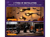 Halloween Decoration 3 pack Black Ghost Hands Decor with LED Candle, Life-sized Gothic Design, Screw V1366-AZ2-W-18291