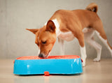 4-in-1 Slow Feeder Dog Bowl - Blue Bowl and Warm Ocean Red Lickmat V1023-SF-4IN1-BL
