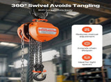 Hand Chain Hoist, 3 Ton Capacity, Manual Chain Block with Upgrade G80 Galvanized Chain, 3 m Lifting V952-SJSLHL3T10FTV6ULT001V0