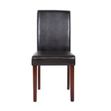 2x Wooden Frame Brown Leatherette Dining Chairs with Solid Pine Legs V43-DC-MON-BRN