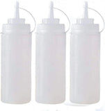 Plastic Condiment Squeeze Bottles 3 Pack with Tip Caps, 32 Oz for Sauce Ketchup Mustard and Olive V1189-LC-RY-00093