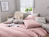Gray And Pink Stitching Ultra-Soft Solid Color 4-Piece Bedding Set - Queen Size V888-ELOSUNG21502