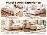 Artiss Queen Bed Frame with Boucle Upholstery and Solid Rubber Wood Legs BFRAME-G-DUNE-Q-BG-ABC
