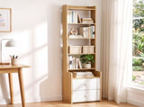Artiss 6 Tiers Bookshelf with 2 Drawer Storage Shelf Pine FUR-L-DS-6T2DR-WD