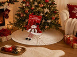 White Christmas tree skirt and snowman pattern stocking set - 122cm diameter tree skirt, holiday V888-ELOSUNG54470