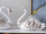 Couple Swan Ornament Living Room TV Cabinet Swan Ornament Modern Home Decoration Wedding Gifts Pearl V1294-YM0717-3115220080612