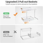 2-Tier Kitchen Under Sink Organiser Storage with Height Adjustable, Unique Slide Rail & Suction Cups V178-36081