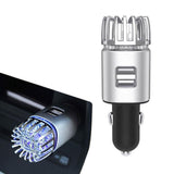 12V Car Air Purifier Car Air Freshener with Dual USB Charger Port Silver V1263-JX-7201-2