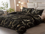 Black Gold Metallic Marble Comforter Set, King Size, Foil Print Glitter 3-Piece Bedding V745-MAB010509AJ3
