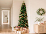 Jingle Jollys 2.1m Artificial Slim Christmas Tree Pine Cone Berry Decor Corner XM-TR-SLIM-7FT-CORNER