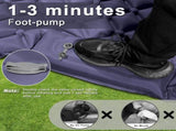 Double Camping Pad with Built-in Pillow Foot Pump Inflatable Mattress for Tent/Backpacking V1107-CS-LYCD1