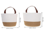 2Pcs White Hanging Woven Basket Wall Storage Basket with Pastoral Style Design V1366-AZ2-W-21115