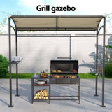 Instahut Gazebo Outdoor BBQ Grill Patio Garden Marquee Shade Shelter Shelf Hooks Beige GAZEBO-IR-HF-BBQ01-BG